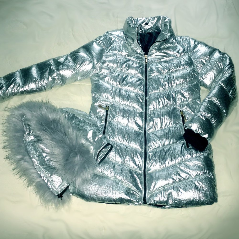 Space-Age Silver Puffy Jacket